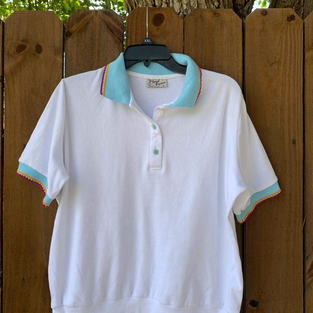Vintage Sarah Bryson Collared T-shirt size XL Made in USA.
